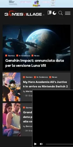 Anteprima del sito Gamesvillage, media di Italia per articoli sponsorizzati