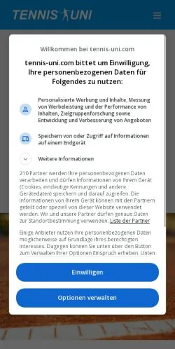 Anteprima del sito Tennis Uni, media di Germania per articoli sponsorizzati