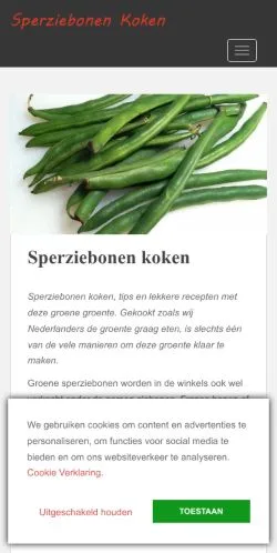 스폰서 기사용 네덜란드 매체 Sperziebonen Koken 사이트 미리보기