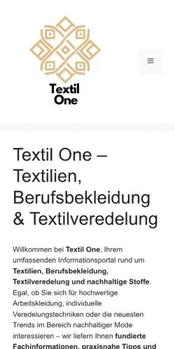 Sponsorlu makaleler için Almanya medyası Textil One sitesinin önizlemesi