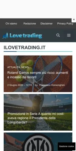 Anteprima del sito ILoveTrading, media di Italia per articoli sponsorizzati