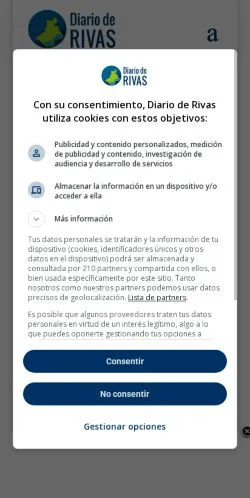 Podgląd witryny Diario de Rivas, medium z kraju Hiszpania do artykułów sponsorowanych