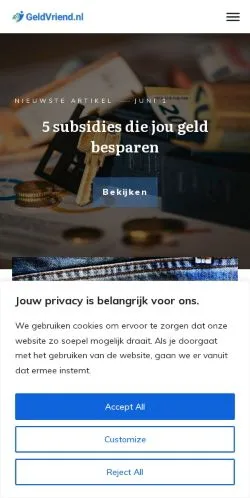 Anteprima del sito GeldVriend, media di Paesi Bassi per articoli sponsorizzati