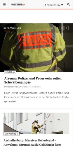 Anteprima del sito Aschaffenburg News, media di Germania per articoli sponsorizzati