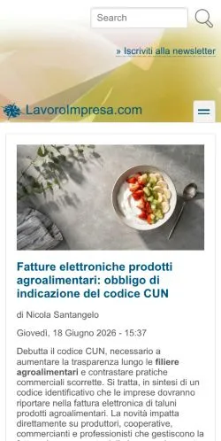 Pré-visualização do site LavoroImpresa, meio de Itália para artigos patrocinados