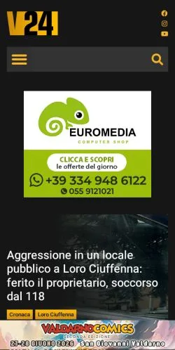 Anteprima del sito Valdarno24, media di Italia per articoli sponsorizzati