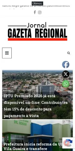 Podgląd witryny Gazeta Regional, medium z kraju Stany Zjednoczone do artykułów sponsorowanych