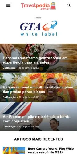 Anteprima del sito Travelpedia, media di Brasile per articoli sponsorizzati