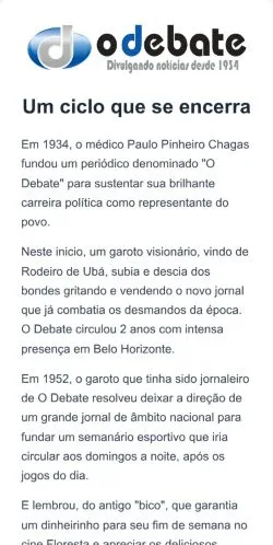 Forhåndsvisning av nettstedet O Debate, medium fra Brasil for sponsede artikler