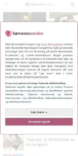 스폰서 기사용 덴마크 매체 Børnenes Verden 사이트 미리보기