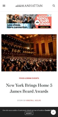 Podgląd witryny Edible Manhattan, medium z kraju Stany Zjednoczone do artykułów sponsorowanych