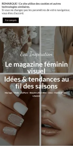 Förhandsvisning av webbplatsen Eva Inspiration, medium i Frankrike för sponsrade artiklar