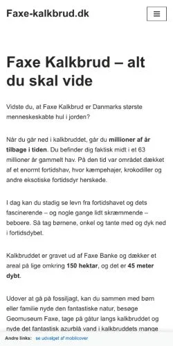 Anteprima del sito Faxe-kalkbrud.dk, media di Danimarca per articoli sponsorizzati