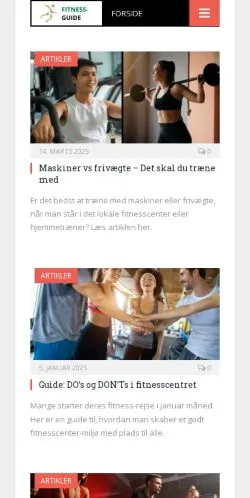 Anteprima del sito Fitness Guide, media di Danimarca per articoli sponsorizzati