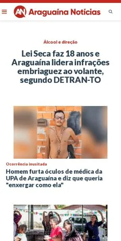 Anteprima del sito Araguaína Notícias, media di Brasile per articoli sponsorizzati