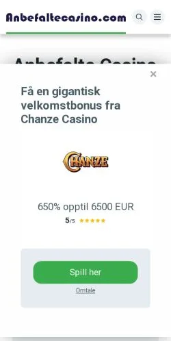 Anteprima del sito Anbefalte Casino, media di Norvegia per articoli sponsorizzati