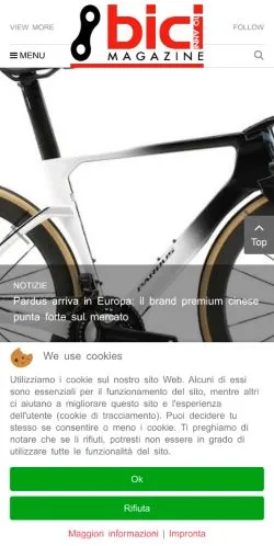 Anteprima del sito Bicimagazine, media di Italia per articoli sponsorizzati
