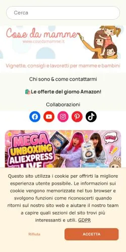 スポンサード記事向けのイタリアメディア、Cose da Mammeのサイトプレビュー