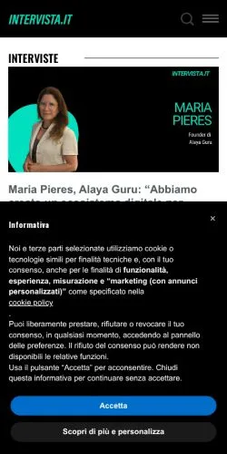 Voorbeeld van de site Intervista, medium uit Italië voor gesponsorde artikelen