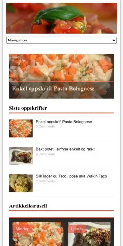 スポンサード記事向けのノルウェーメディア、Matmoroのサイトプレビュー