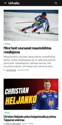 Anteprima del sito Urheilu, media di Stati Uniti per articoli sponsorizzati