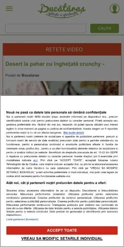 スポンサード記事向けのルーマニアメディア、Bucataras Retete Culinareのサイトプレビュー
