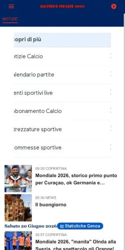 Anteprima del sito Genoa News 1893, media di Italia per articoli sponsorizzati