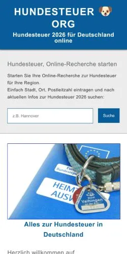 Anteprima del sito Hundesteuer Deutschland, media di Germania per articoli sponsorizzati