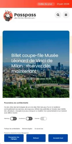 Pré-visualização do site Passpass, meio de França para artigos patrocinados