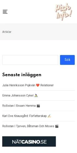 Preview of the Pickinfo website, a media outlet in Sweden for sponsored articles