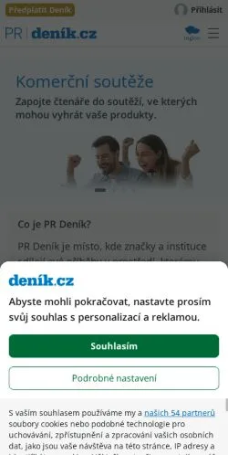 Podgląd witryny PR Deník, medium z kraju Czechy do artykułów sponsorowanych