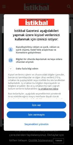 Anteprima del sito İstikbal Gazetesi, media di Turchia per articoli sponsorizzati