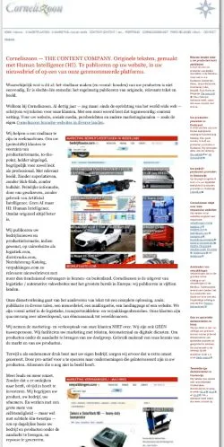 スポンサード記事向けのオランダメディア、Corneliszoon Marketingのサイトプレビュー
