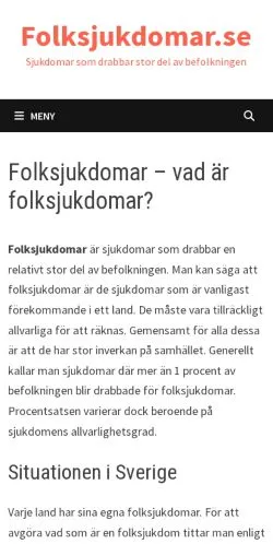 스폰서 기사용 스웨덴 매체 Folksjukdomar 사이트 미리보기