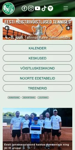Podgląd witryny Eesti Tennise Liit, medium z kraju Estonia do artykułów sponsorowanych