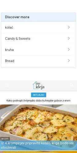 Anteprima del sito 1001Ideja, media di Slovenia per articoli sponsorizzati