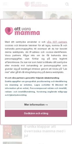 Anteprima del sito Att Vara Mamma, media di Svezia per articoli sponsorizzati