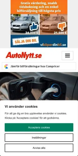 Anteprima del sito Autonytt, media di Svezia per articoli sponsorizzati