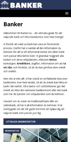 Anteprima del sito Banker, media di Svezia per articoli sponsorizzati