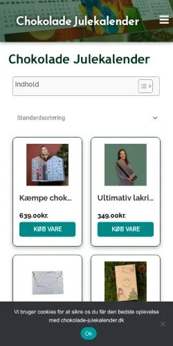 Anteprima del sito Chokolade Julekalender, media di Danimarca per articoli sponsorizzati