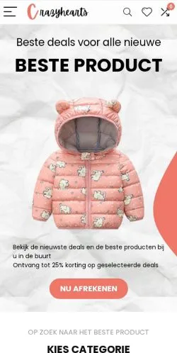 Anteprima del sito Crazyhearts, media di Paesi Bassi per articoli sponsorizzati