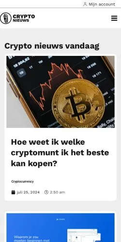 Aperçu du site Crypto Nieuws, média de Pays-Bas pour articles sponsorisés