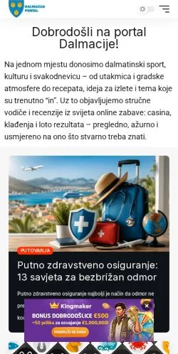 Anteprima del sito DalmacijaPortal, media di Stati Uniti per articoli sponsorizzati