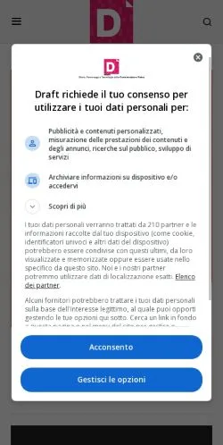 Aperçu du site Draft, média de Italie pour articles sponsorisés