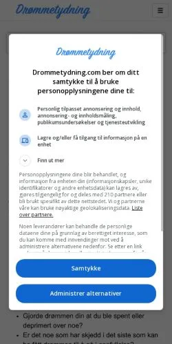 Anteprima del sito Finn betydningen for drømmene dine, media di Norvegia per articoli sponsorizzati