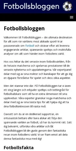 스폰서 기사용 스웨덴 매체 Allt om fotboll på fotbollsbloggen.se 사이트 미리보기
