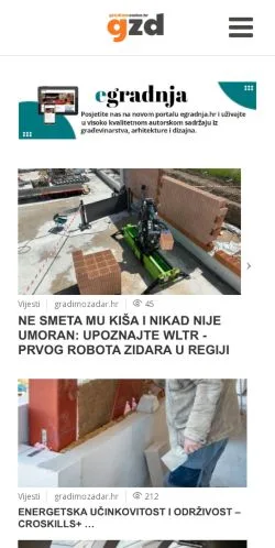 Podgląd witryny Gradimo Zadar, medium z kraju Chorwacja do artykułów sponsorowanych