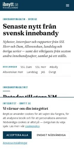 Anteprima del sito IB Nytt, media di Svezia per articoli sponsorizzati