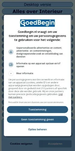 Anteprima del sito Alles over Interieur, media di Paesi Bassi per articoli sponsorizzati