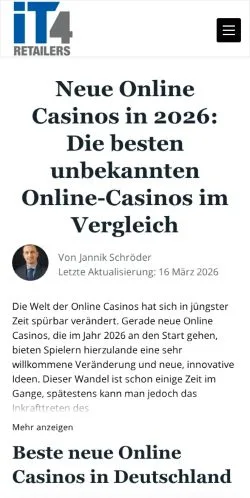 Vista previa del sitio it4retailers, medio de Alemania para artículos patrocinados